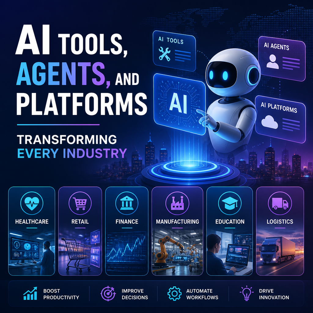 AI tools and agents transforming industries through automation, smarter decisions, and personalized experiences.